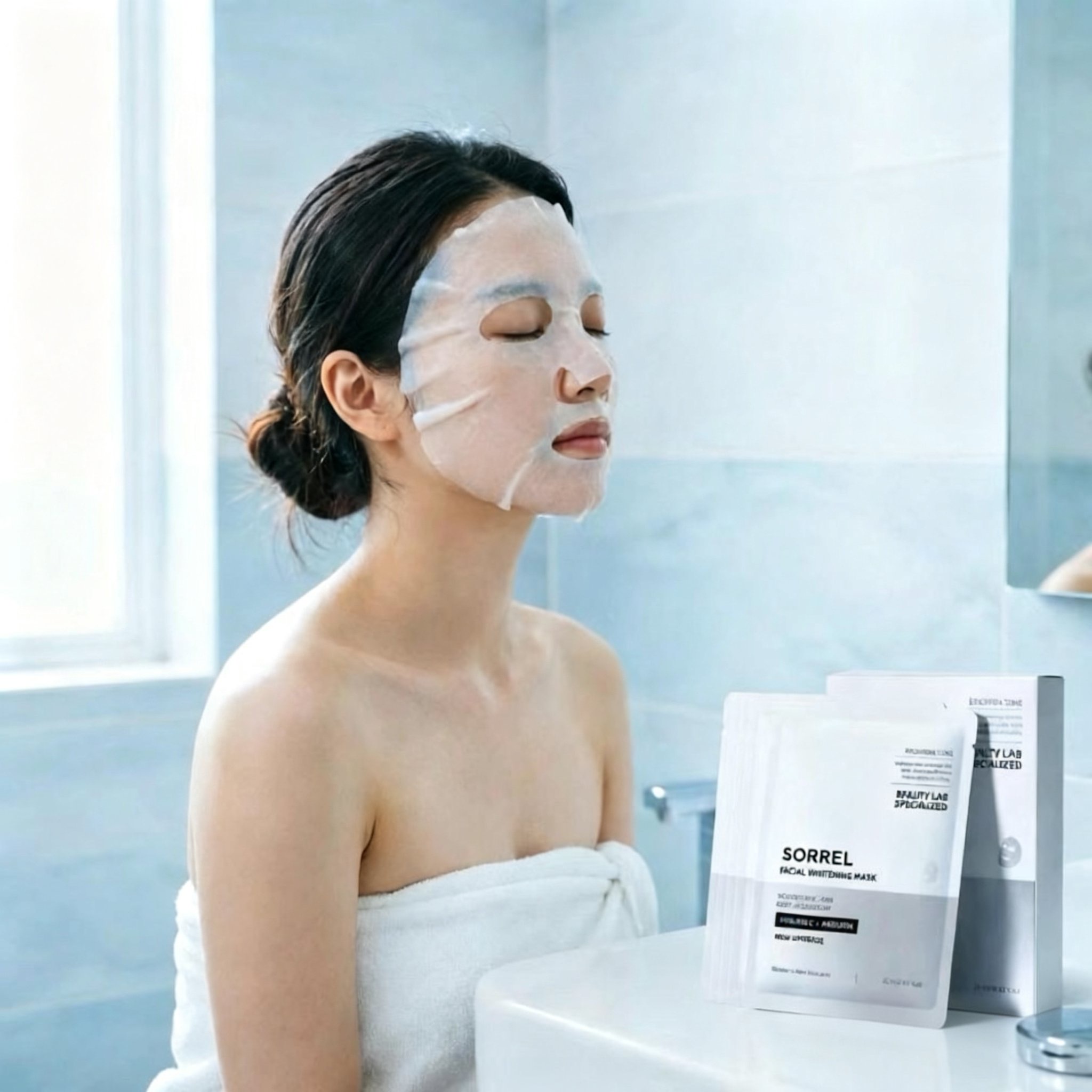 Model using SORREL Hydrating Repair Facial Mask